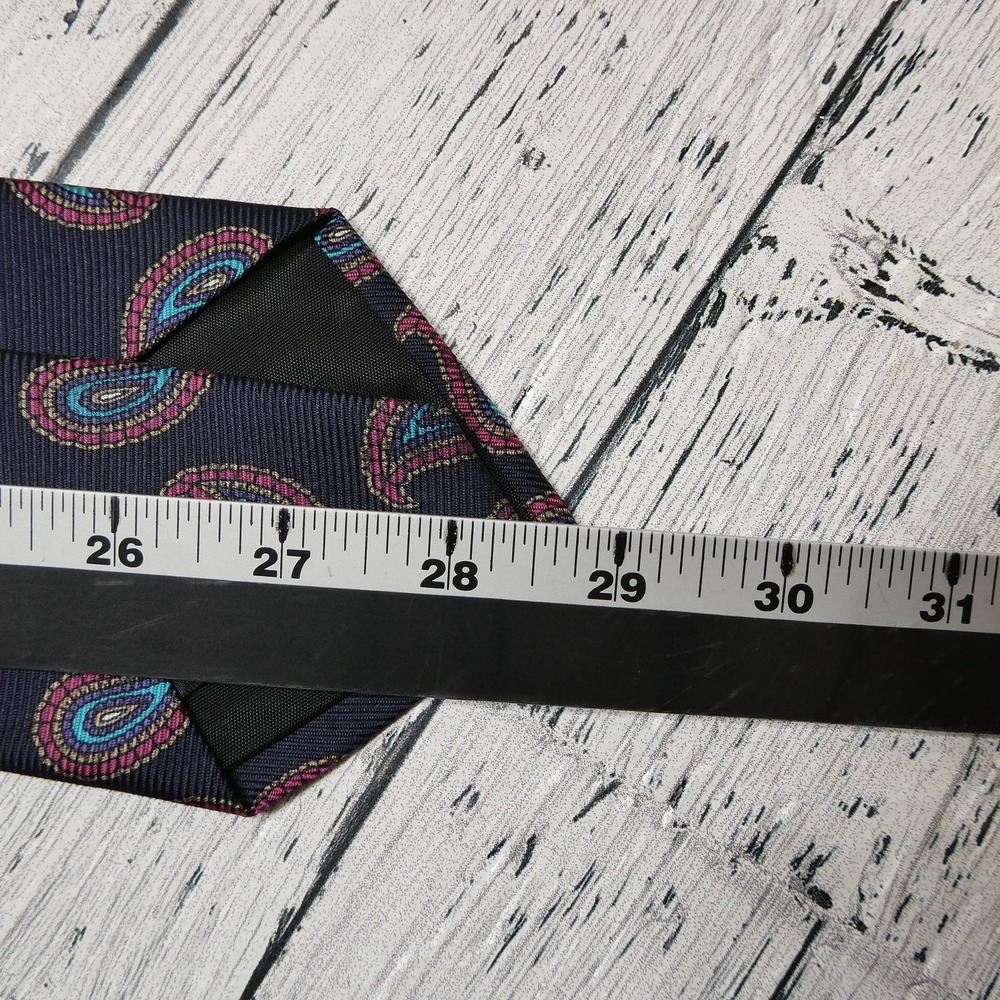 Ferrell Reed Tie Mens One Size Blue Paisley Woven Classic Dress Necktie Formal - Picture 4 of 5